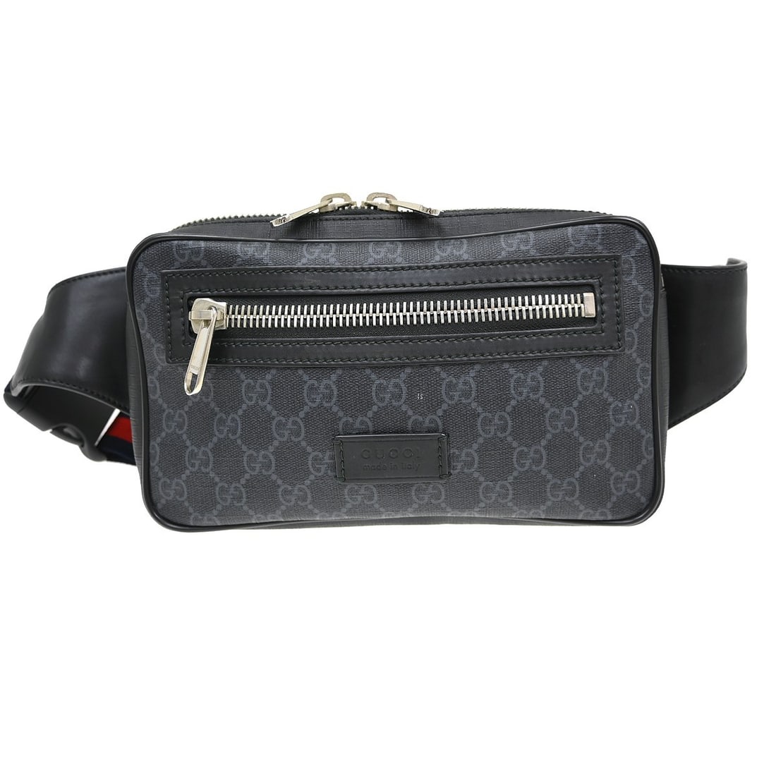 Gucci GG Black Leather PVC Belt Bag: Gucci GG Black Leather PVC Belt Bag This vintage Gucci GG belt bag features a classic black exterior crafted from leather PVC. Designed for women, it offers a medium-sized silhouette with the iconic G