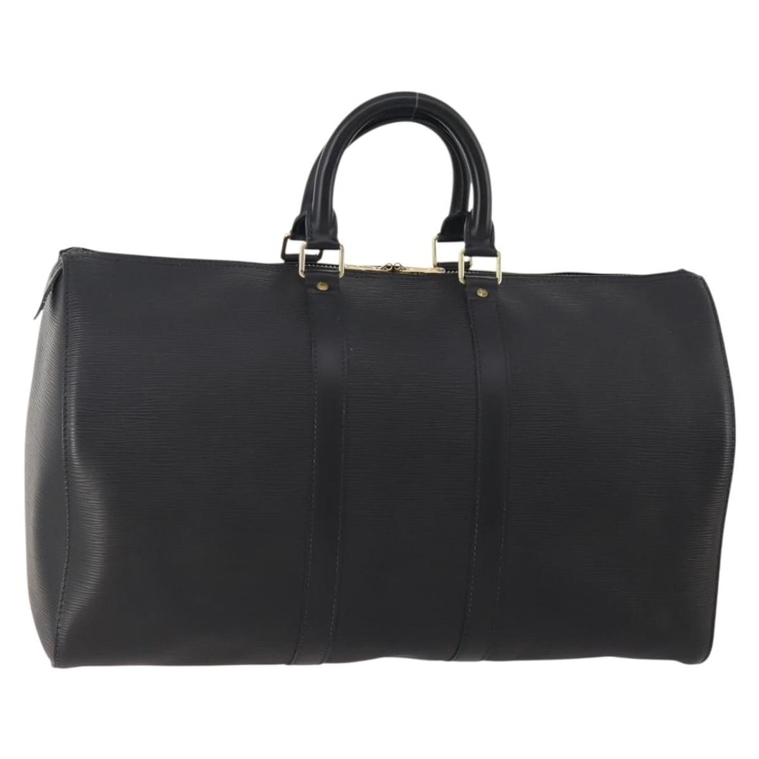 Louis Vuitton Epi Leather Keepall 45 Black Boston Bag M42972: Louis Vuitton Epi Leather Keepall 45 Black Boston Bag M42972 This Louis Vuitton Epi Keepall 45 Boston Bag is crafted from black Epi leather and features a spacious interior, sturdy handles, and classi