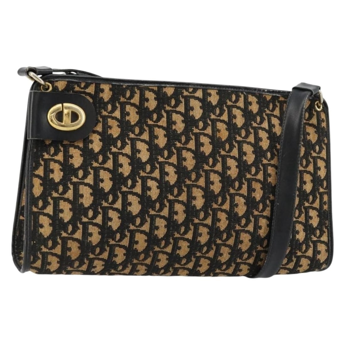 Christian Dior Trotter Canvas Navy Gold Shoulder Bag: Christian Dior Trotter Canvas Navy Gold Shoulder Bag This Christian Dior shoulder bag is crafted from signature Trotter canvas in navy and gold tones. Designed for women, it features a structured silh