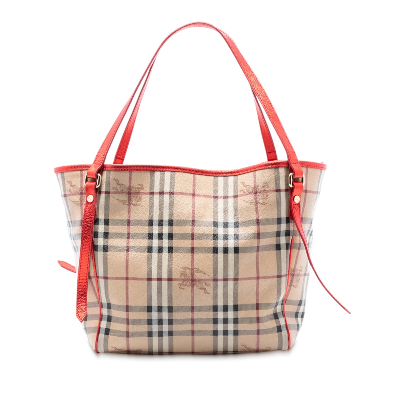 Burberry Canterbury Tote Small Haymarket Check Coated Canvas with Leather Trim: Burberry Canterbury Tote Small Haymarket Check Coated Canvas with Leather Trim This Burberry Small Haymarket Check Canterbury Tote features a signature haymarket check coated canvas body with leather 