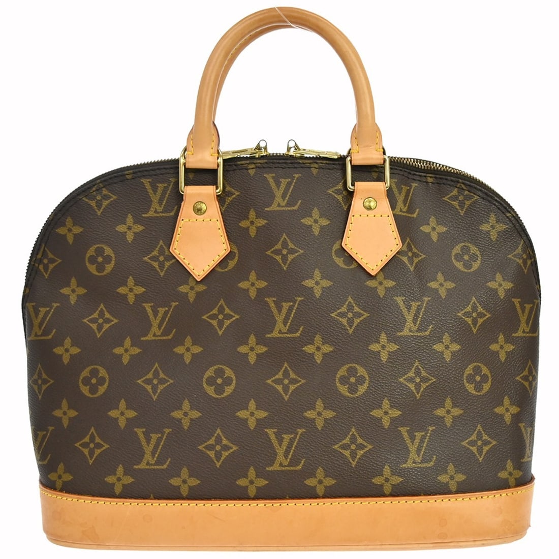 Louis Vuitton Alma Monogram Canvas Medium Brown Handbag M51130: Louis Vuitton Alma Monogram Canvas Medium Brown Handbag M51130 This Louis Vuitton Alma handbag features the iconic monogram canvas exterior with beige double handles and zip closure. Designed in a med