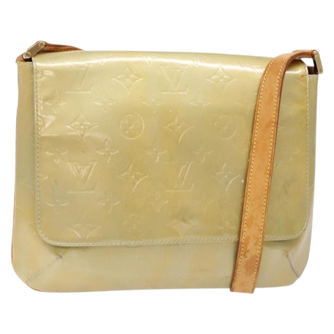 LOUIS VUITTON Monogram Vernis Thompson Street Bag Gris M91008 Authentic Patent Leather: LOUIS VUITTON Monogram Vernis Thompson Street Bag Gris M91008 Authentic Patent Leather This LOUIS VUITTON Monogram Vernis Thompson Street Bag is a stylish shoulder bag crafted from high-quality patent