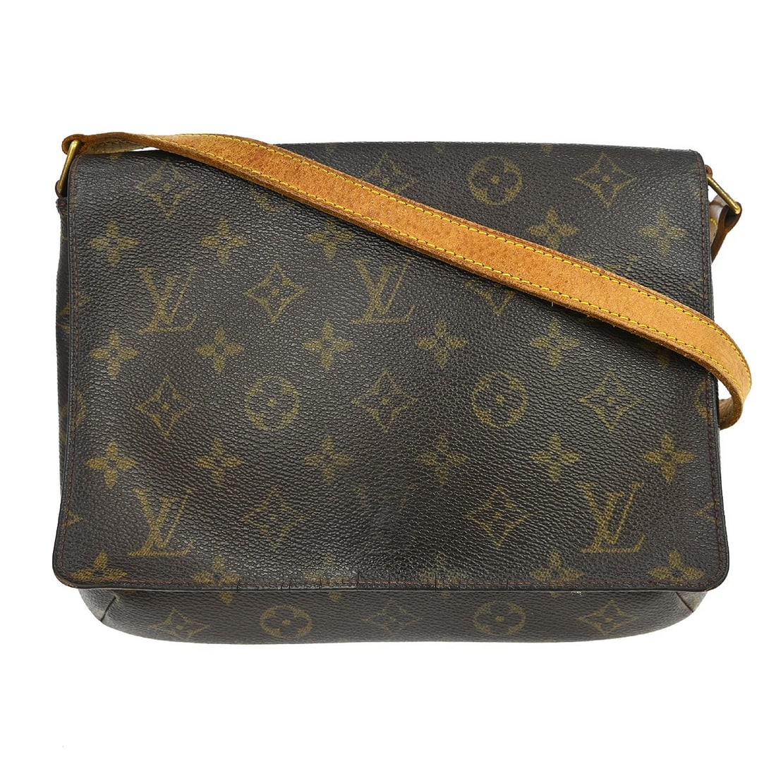 Louis Vuitton Musette Tango Monogram Canvas Shoulder Bag M51388 with Flap Closure: Louis Vuitton Musette Tango Monogram Canvas Shoulder Bag M51388 with Flap Closure The Louis Vuitton Musette Tango shoulder bag features the iconic Monogram canvas leather exterior in brown, complement