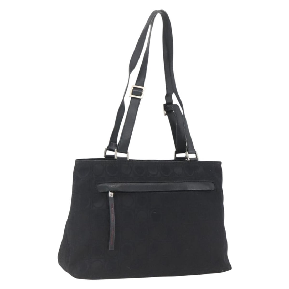 Salvatore Ferragamo Black Nylon Tote Bag Silver Hardware Italy: Salvatore Ferragamo Black Nylon Tote Bag Silver Hardware Italy This Salvatore Ferragamo tote bag features a black nylon exterior with silver-tone accents. Crafted in Italy, it offers a spacious interi