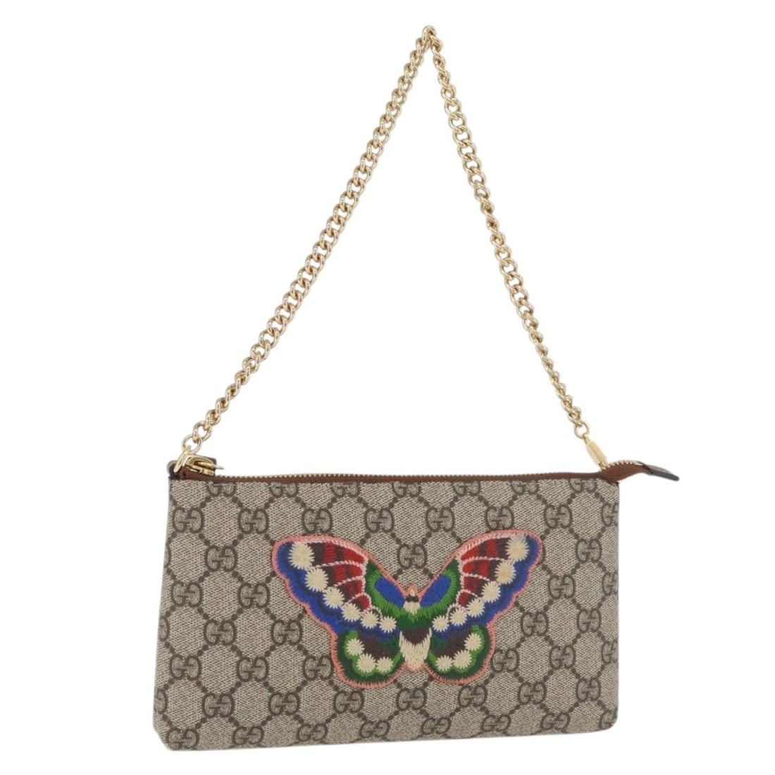 Gucci GG Canvas Beige Gold Chain Shoulder Bag 456866: Gucci GG Canvas Beige Gold Chain Shoulder Bag 456866 This GUCCI GG Supreme shoulder bag features the iconic GG canvas in beige and gold tones. Designed for women, the bag offers a compact profile with
