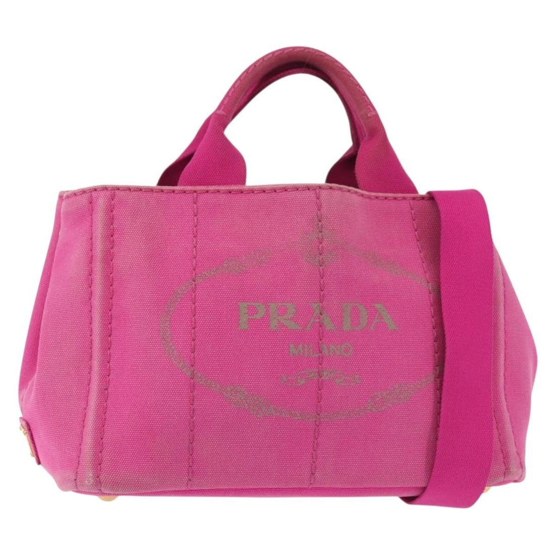 PRADA Canapa PM Hand Bag Pink Gold Canvas Authentic 144395: PRADA Canapa PM Hand Bag Pink Gold Canvas Authentic 144395 Elevate your style with this authentic PRADA Canapa PM Hand Bag, crafted from high-quality canvas in a stunning pink and gold color combinati