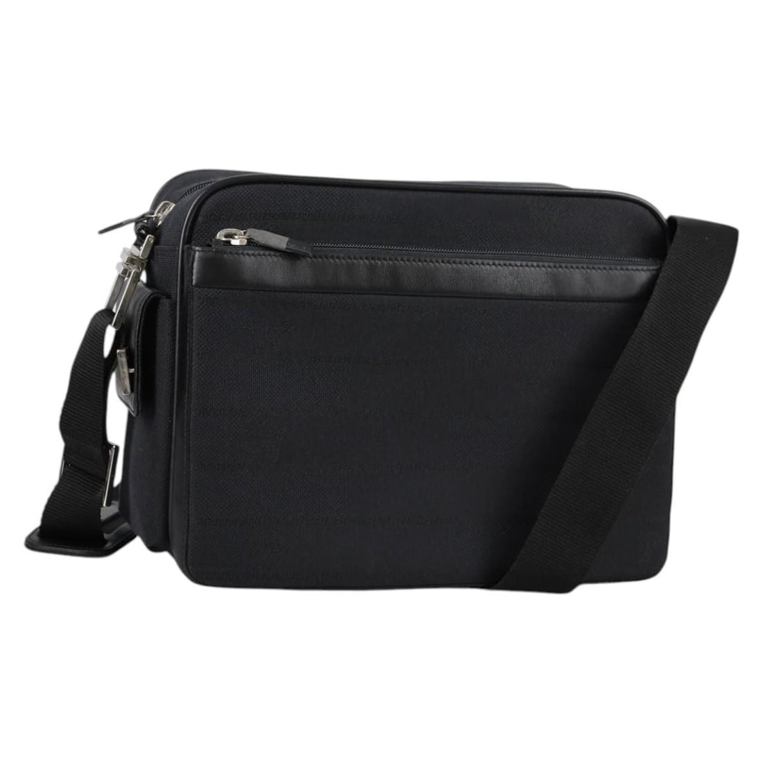Gianni Versace Black Silver Canvas Shoulder Bag Auth gh707: Gianni Versace Black Silver Canvas Shoulder Bag Auth gh707 This Gianni Versace shoulder bag is a stylish accessory crafted in Italy from durable canvas. The chic black and silver color combination mak