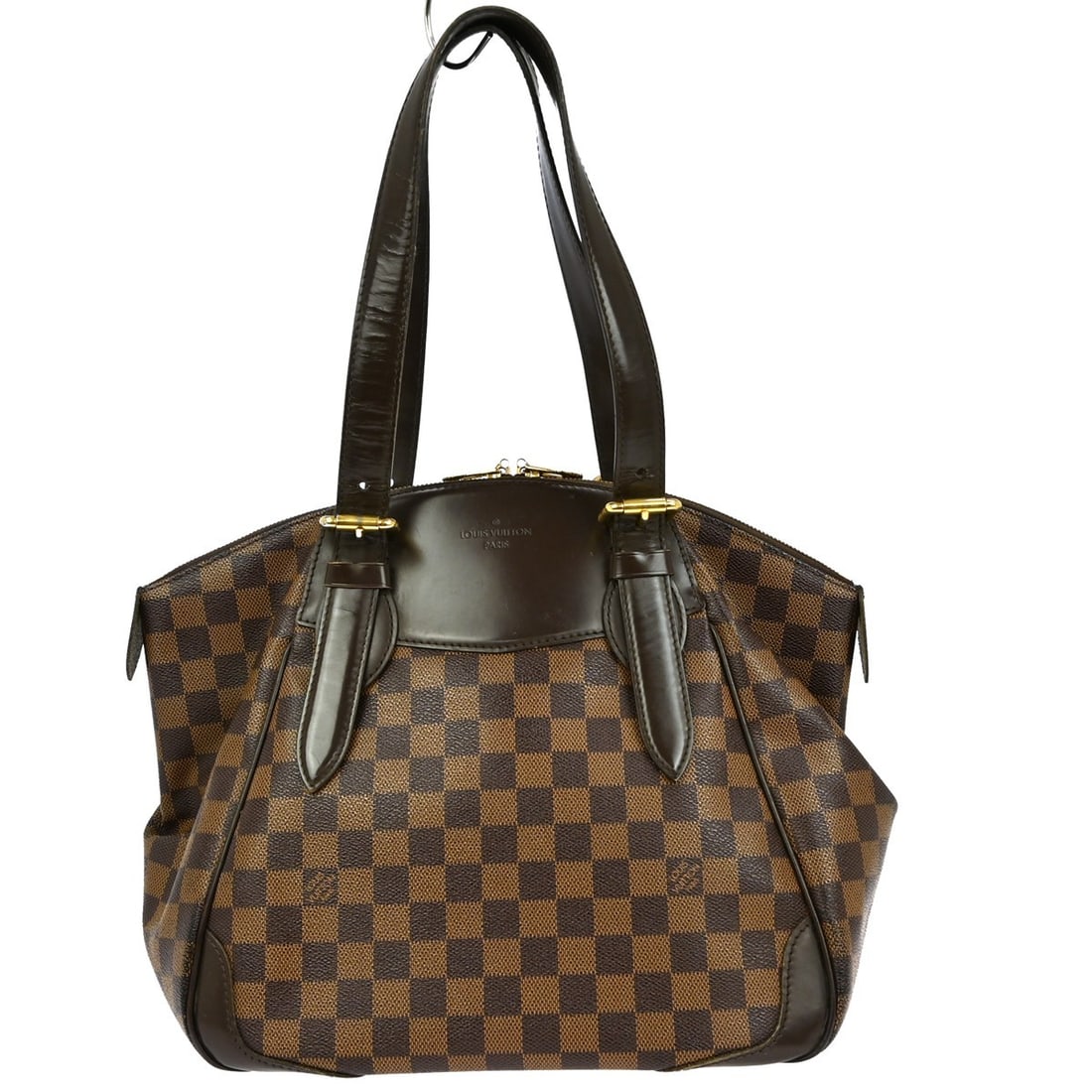 Louis Vuitton Verona MM Tote Brown Damier Canvas Medium Handbag N41118: Louis Vuitton Verona MM Tote Brown Damier Canvas Medium Handbag N41118 This Louis Vuitton Damier Verona MM tote handbag features a stylish check pattern in brown Damier canvas leather with logo accent