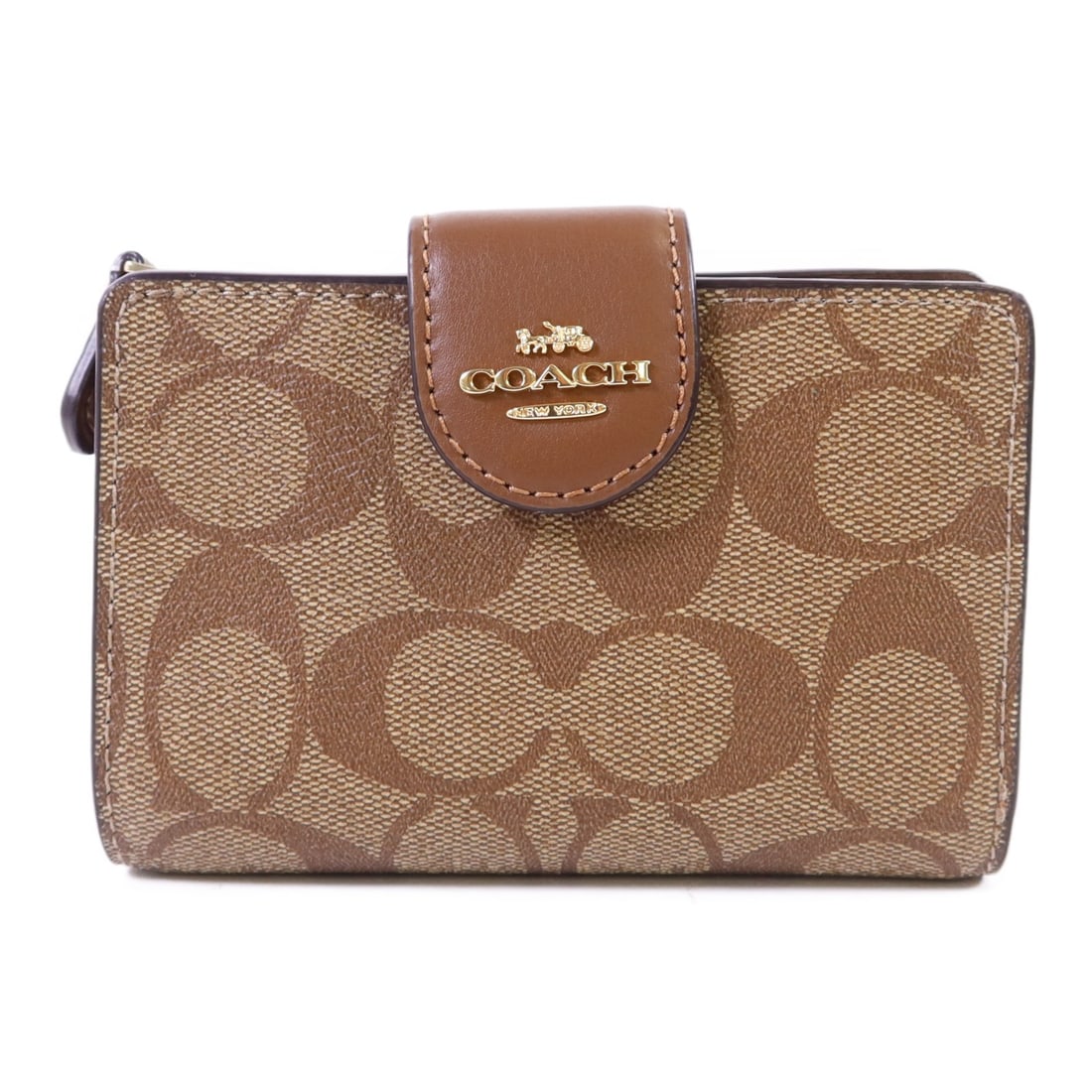 Coach Brown PVC Coated Canvas Bi-Fold Wallet with Cowhide Leather Trim (1 of 13)