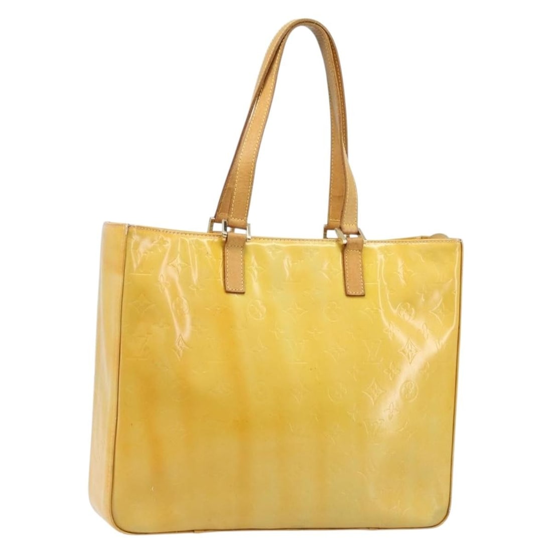 Louis Vuitton Gris Vernis Patent Leather Columbus Tote M91028 Spain: Louis Vuitton Gris Vernis Patent Leather Columbus Tote M91028 Spain This Louis Vuitton Monogram Vernis Columbus tote bag in Gris is crafted from patent leather and designed for women. The bag features