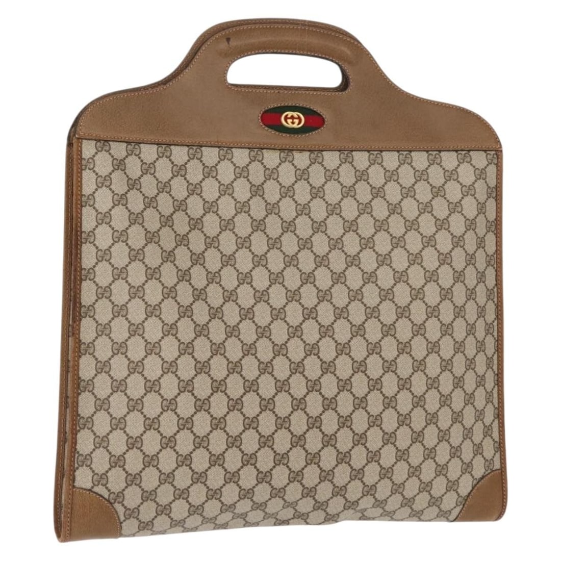 GUCCI GG Supreme Web Sherry Line Hand Bag Beige PVC Italy Auth (1 of 18)