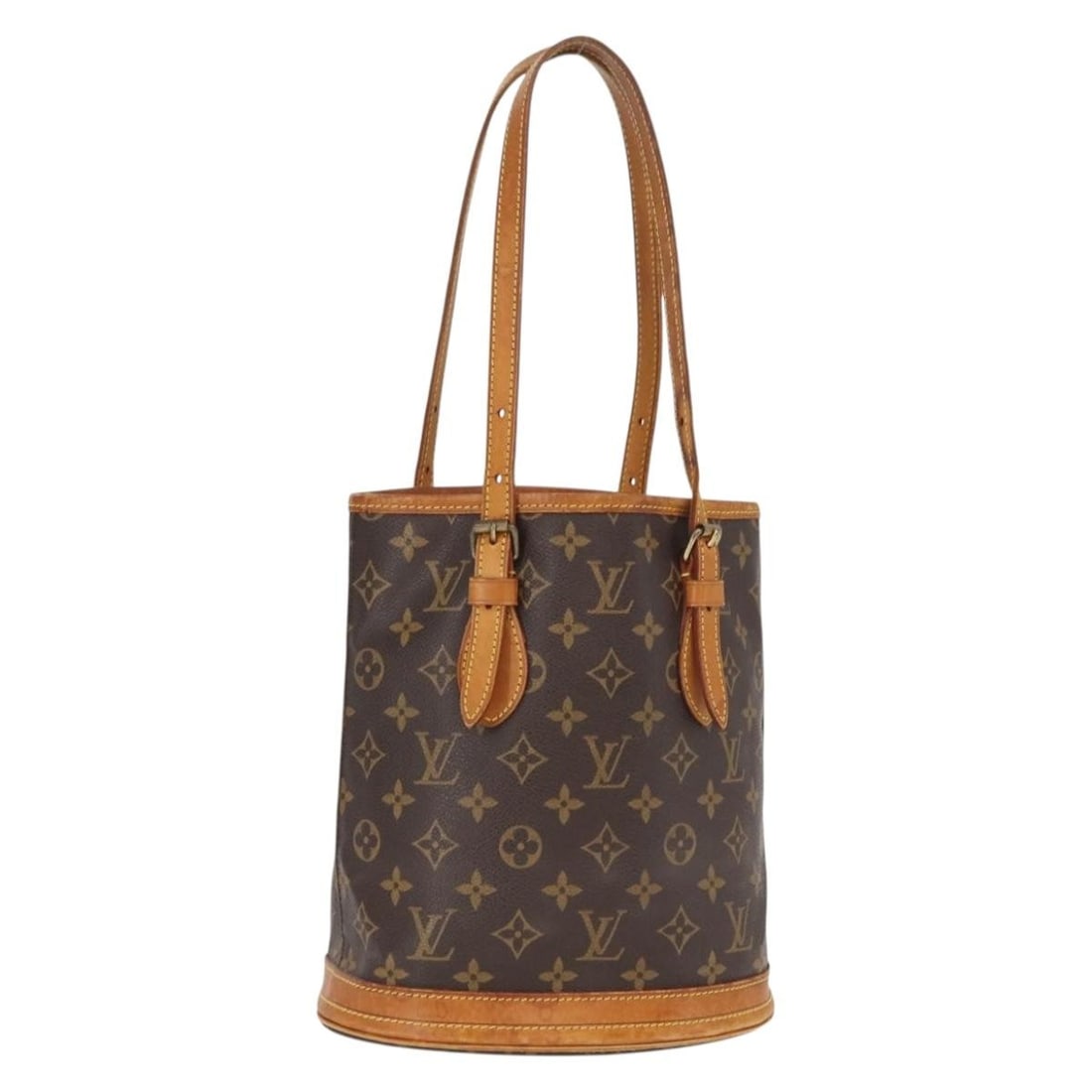 Louis Vuitton Monogram Canvas Bucket PM Shoulder Bag M42238 with Pouch: Louis Vuitton Monogram Canvas Bucket PM Shoulder Bag M42238 with Pouch This Louis Vuitton Monogram Bucket PM is a women's shoulder bag crafted from signature Monogram canvas. The bag features a spacio
