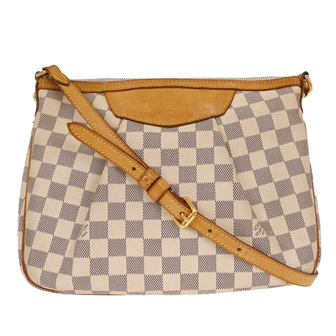 Louis Vuitton Damier Azur Siracusa PM Crossbody Bag N41113: Louis Vuitton Damier Azur Siracusa PM Crossbody Bag N41113 This Louis Vuitton Siracusa PM crossbody bag features the signature Damier Azur canvas and a leather crossbody strap. The bag includes inner 