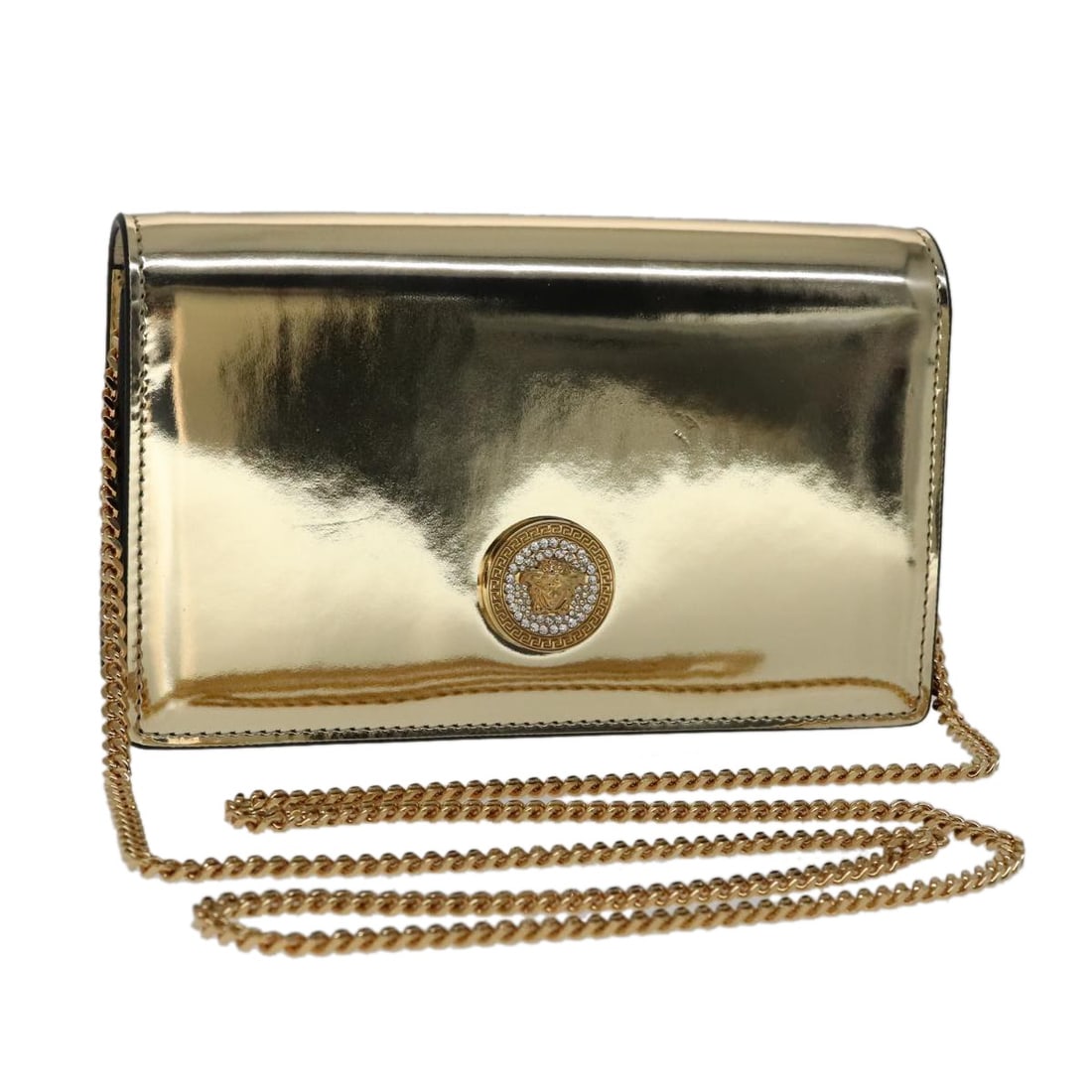 Versace Gold Patent Leather Shoulder Bag with Chain Strap and Dust Bag (1 of 18)