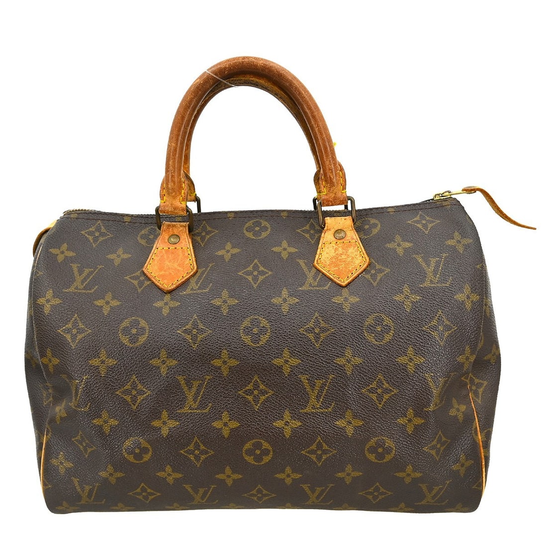 Louis Vuitton Speedy 30 Monogram Canvas Satchel Brown Top Handle Bag: Louis Vuitton Speedy 30 Monogram Canvas Satchel Brown Top Handle Bag This Louis Vuitton Speedy 30 handbag features the iconic monogram canvas design and classic double beige leather handles. The bag i