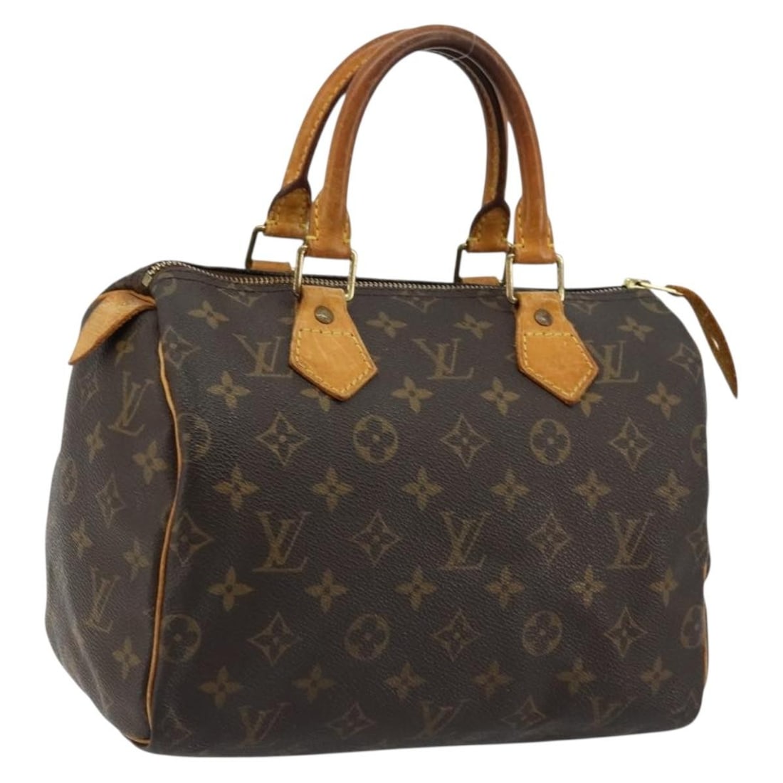 Louis Vuitton Speedy 25 Monogram Canvas Handbag M41528 France: Louis Vuitton Speedy 25 Monogram Canvas Handbag M41528 France This Louis Vuitton Monogram Speedy 25 handbag features the signature monogram canvas and is crafted in France. The bag measures approximat