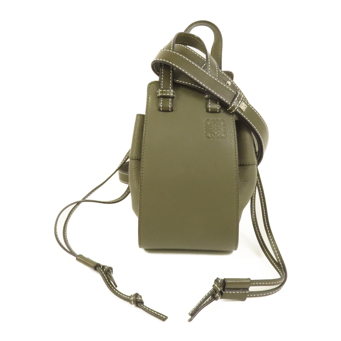 LOEWE Hammock Mini Green Calfskin 2way Shoulder Bag: LOEWE Hammock Mini Green Calfskin 2way Shoulder Bag This LOEWE Hammock Mini Shoulder Bag features a versatile 2-way design crafted from premium green calfskin leather. The compact silhouette is both s