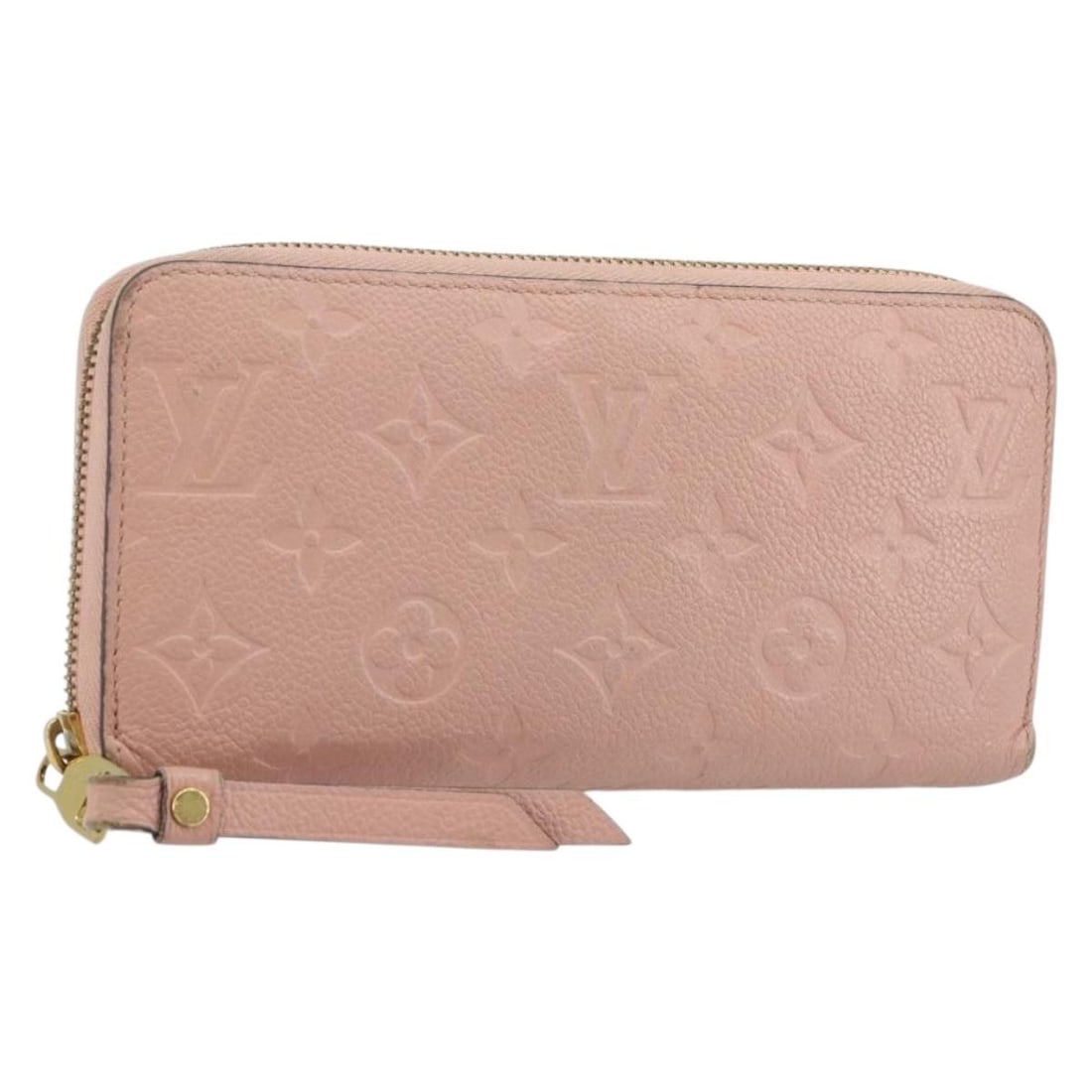 Louis Vuitton Pink Monogram Empreinte Zippy Wallet M64090: Louis Vuitton Pink Monogram Empreinte Zippy Wallet M64090 This Louis Vuitton Monogram Empreinte Zippy Wallet in pink is crafted from Monogram Empreinte leather and features a zip-around closure. The