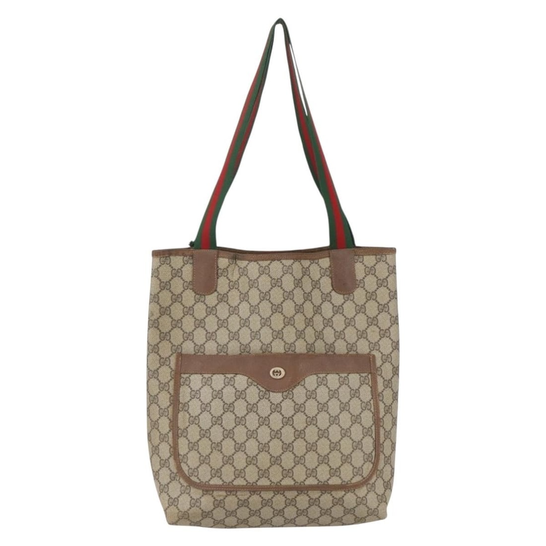 Gucci GG Supreme Sherry Line Beige PVC Tote Bag 89 02 003: Gucci GG Supreme Sherry Line Beige PVC Tote Bag 89 02 003 This is a Gucci GG Supreme Web Sherry Line tote bag crafted from beige and gold PVC leather and GG canvas. The tote features dual handles and 