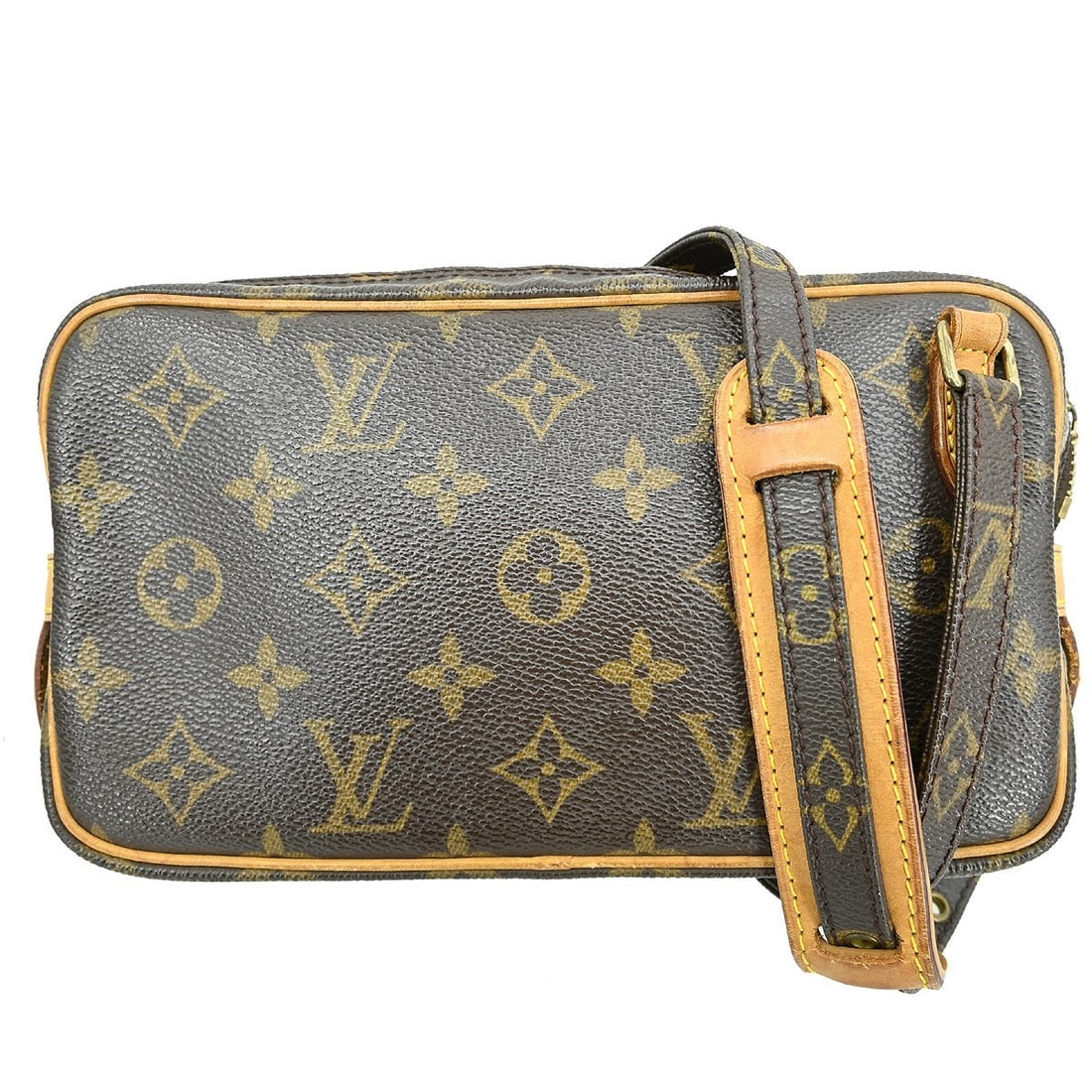 Louis Vuitton Marly Bandouliere Monogram Mini Leather Crossbody Bag Brown: Louis Vuitton Marly Bandouliere Monogram Mini Leather Crossbody Bag Brown This Louis Vuitton Marly Bandouliere crossbody bag features the iconic monogram pattern and a compact mini size. Crafted with 