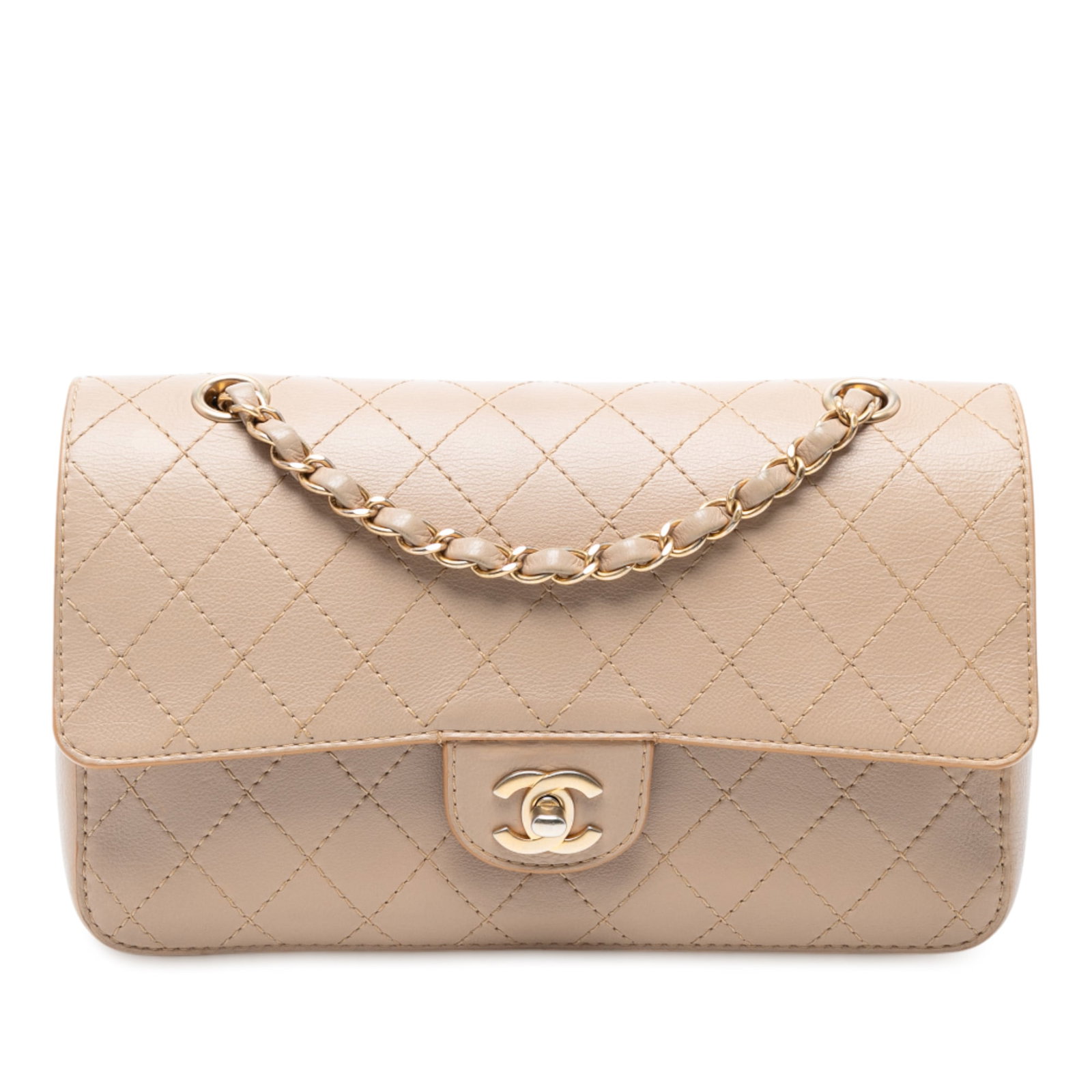 Chanel Medium Classic Wild Stitch Double Flap Bag Brown Leather: Chanel Medium Classic Wild Stitch Double Flap Bag Brown Leather This Chanel Medium Classic Calfskin Wild Stitch Double Flap shoulder bag is crafted from luxurious quilted leather and features stylish 
