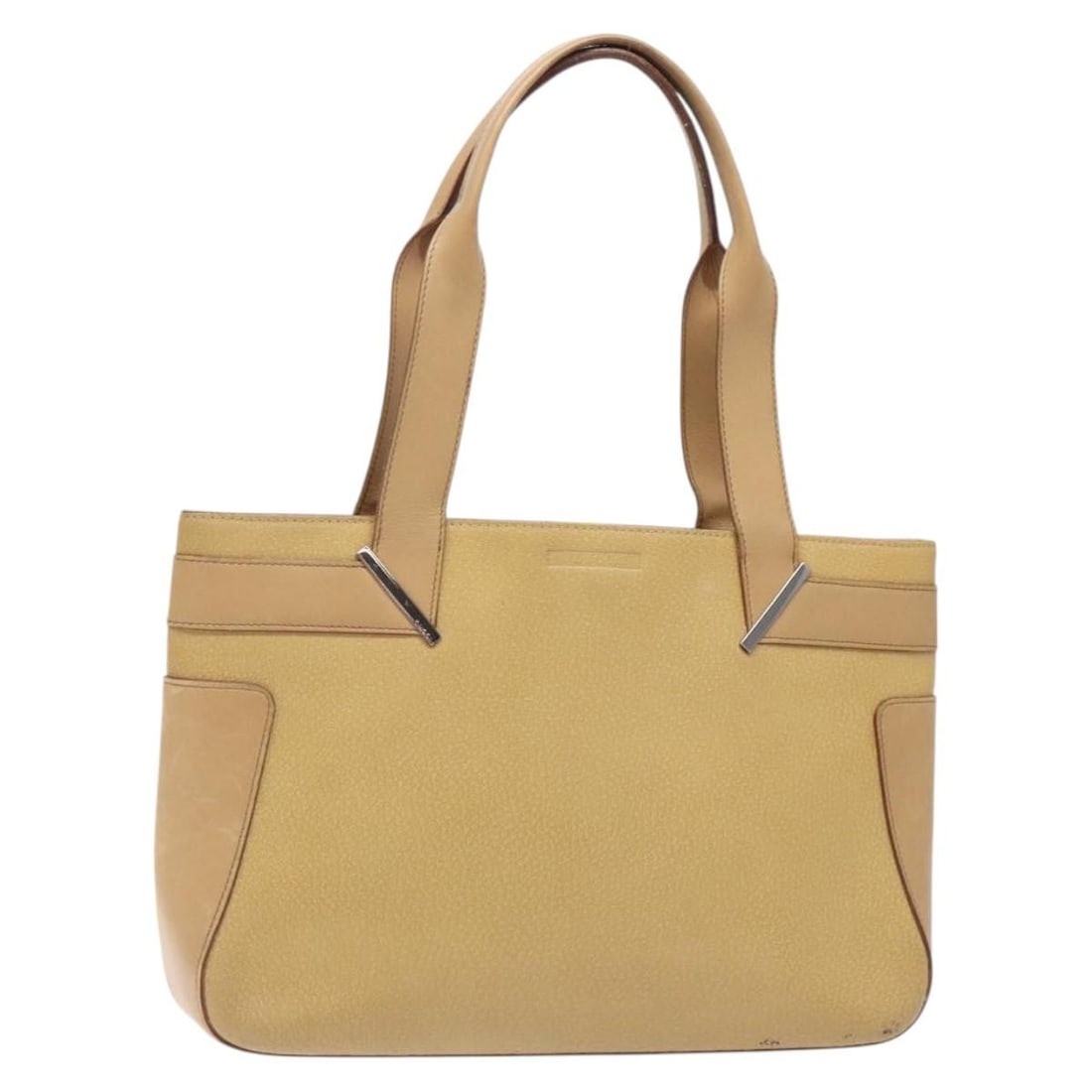 GUCCI Beige Silver Leather Tote Bag 002 1135 Auth Italy: GUCCI Beige Silver Leather Tote Bag 002 1135 Auth Italy This authentic GUCCI tote bag combines style and practicality, crafted from high-quality leather in a sophisticated beige and silver color schem
