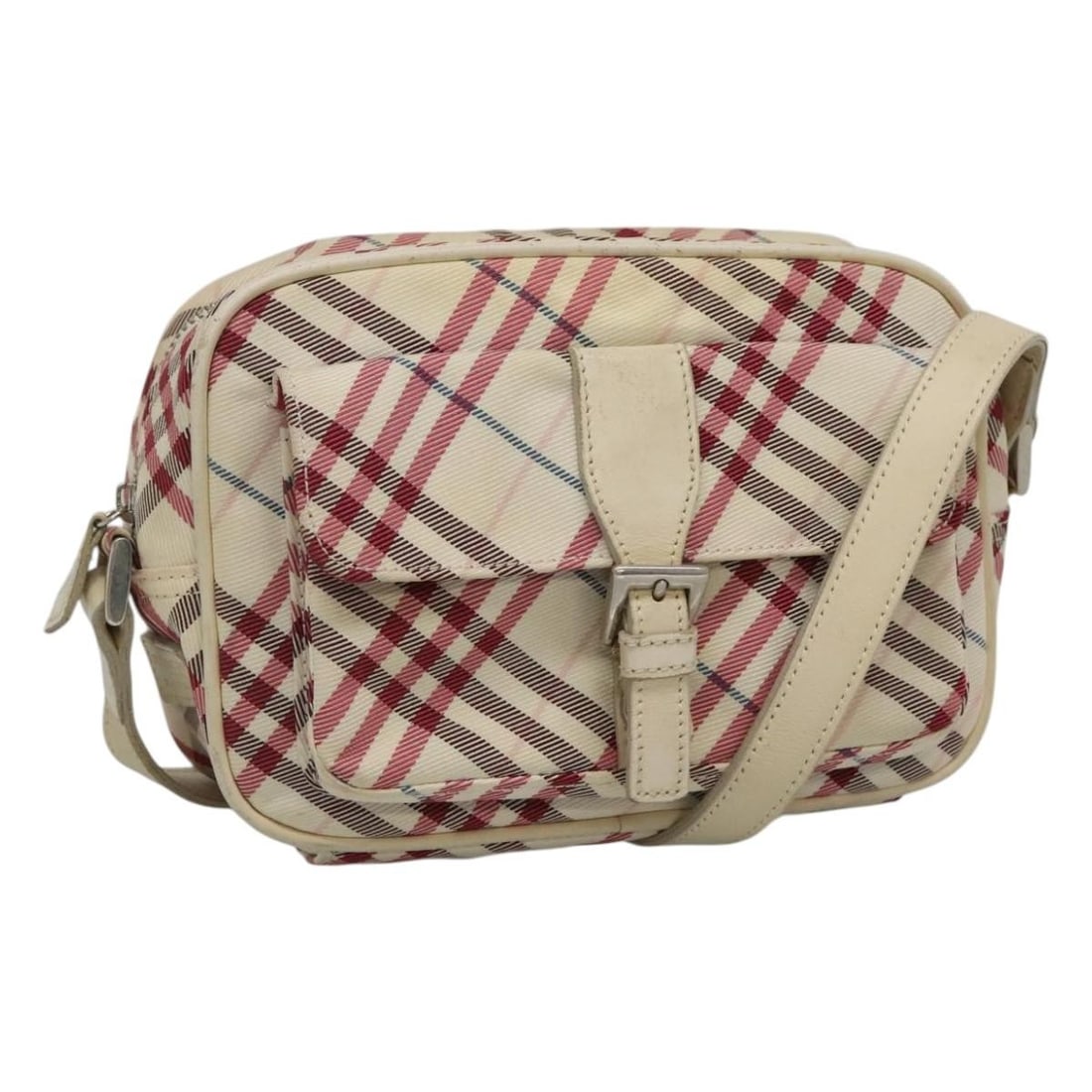 Burberry Blue Label White Nylon Nova Check Women's Shoulder Bag: Burberry Blue Label White Nylon Nova Check Women's Shoulder Bag This is a Burberry Nova Check Blue Label shoulder bag for women, crafted from white nylon. The bag features a compact design with adjust