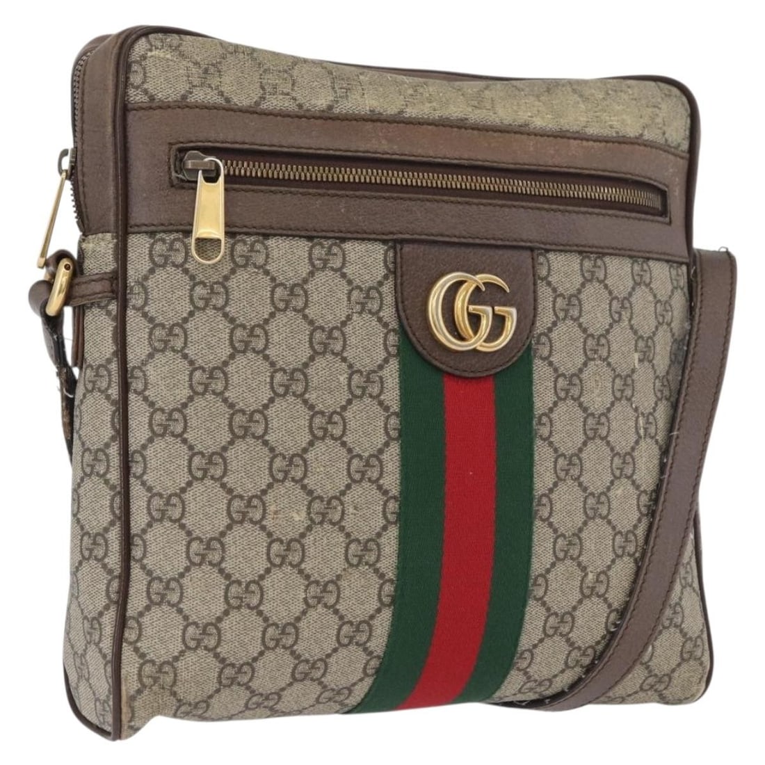 Gucci GG Supreme Beige Gold PVC Shoulder Bag WebSherry Line 547934: Gucci GG Supreme Beige Gold PVC Shoulder Bag WebSherry Line 547934 This GUCCI GG Supreme Offdia WebSherry Line shoulder bag features a beige and gold color scheme crafted from PVC leather and GG canva