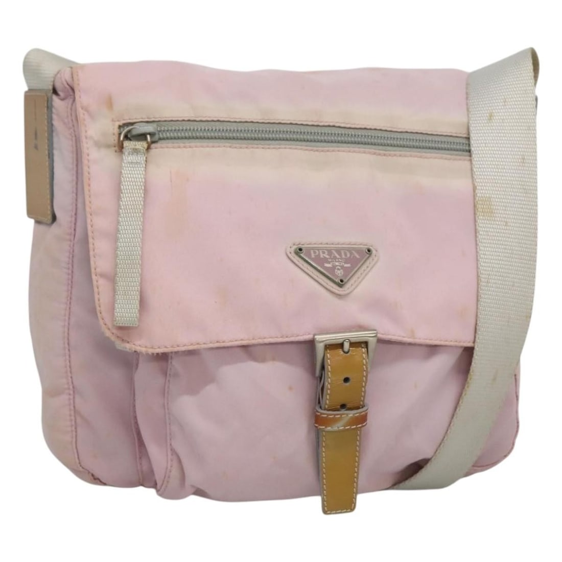 Prada Pink Nylon Shoulder Bag Silver Tone Italy: Prada Pink Nylon Shoulder Bag Silver Tone Italy This PRADA shoulder bag features a pink and silver nylon exterior and is designed for women. Made in Italy, the bag offers a practical size with adjusta