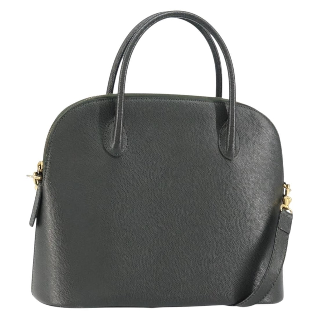 Celine Green Leather Two Way Handbag With Shoulder Strap: Celine Green Leather Two Way Handbag With Shoulder Strap This CELINE 2-way handbag features green leather with gold accents. It offers both hand and shoulder carrying options with a detachable shoulde
