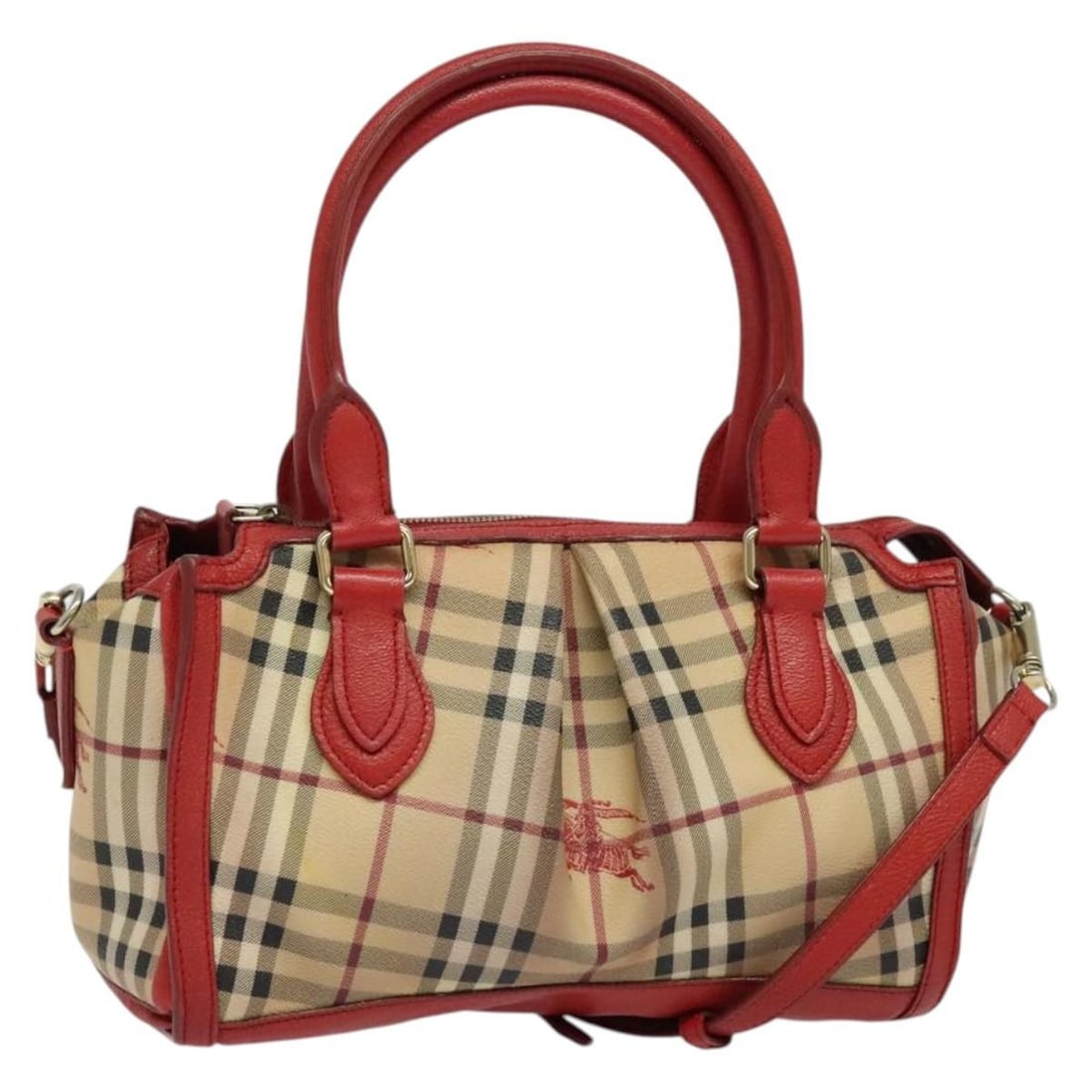 BURBERRY Nova Check Beige Silver PVC Hand Bag Auth Italy: BURBERRY Nova Check Beige Silver PVC Hand Bag Auth Italy This BURBERRY Nova Check Hand Bag is a stylish accessory crafted from durable PVC leather. The elegant beige and silver exterior offers a chic 
