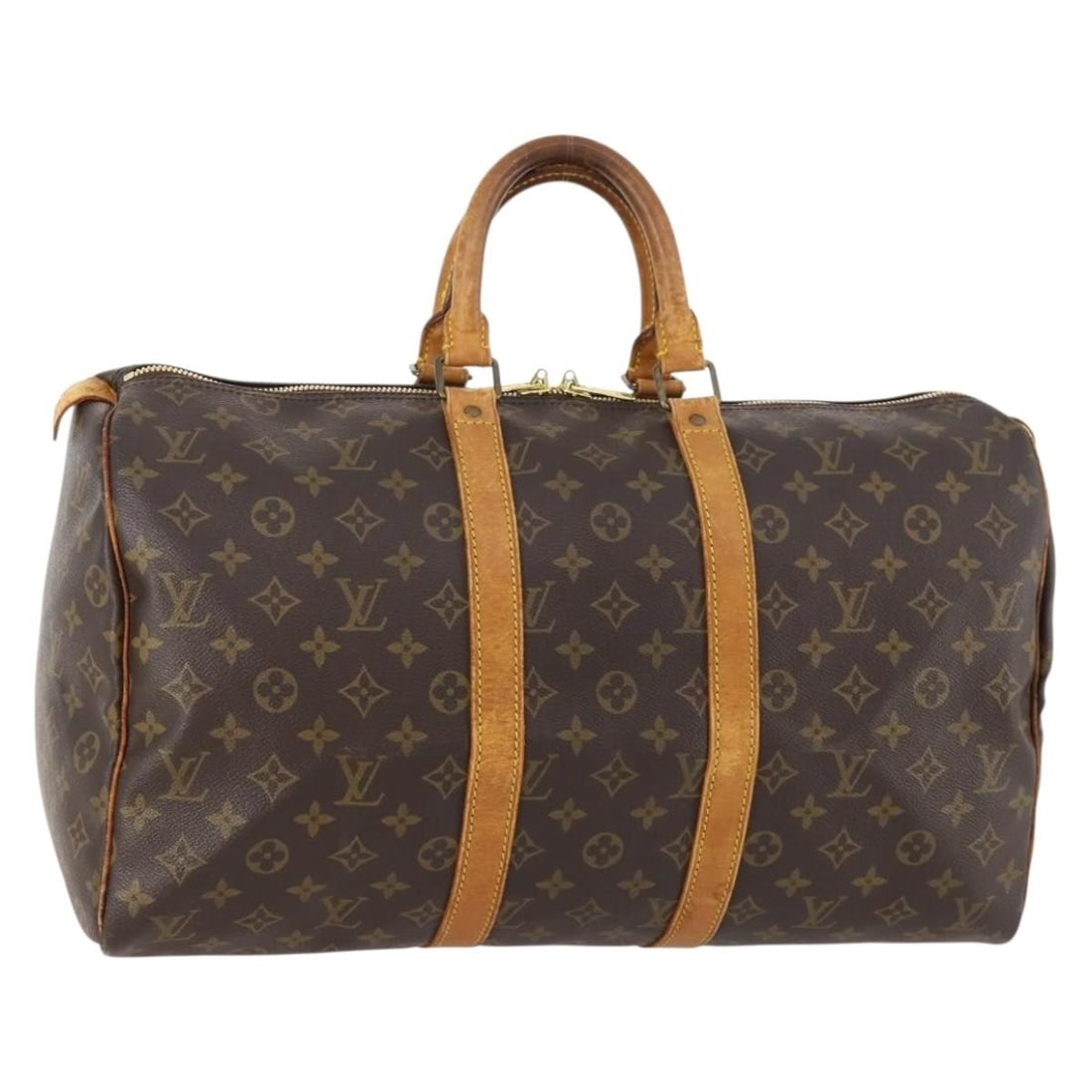 Louis Vuitton Keepall 45 Monogram Canvas Boston Travel Bag M41428: Louis Vuitton Keepall 45 Monogram Canvas Boston Travel Bag M41428 This is a Louis Vuitton Monogram Keepall 45 Boston Bag, model M41428, crafted from signature monogram canvas. The bag features a spaci