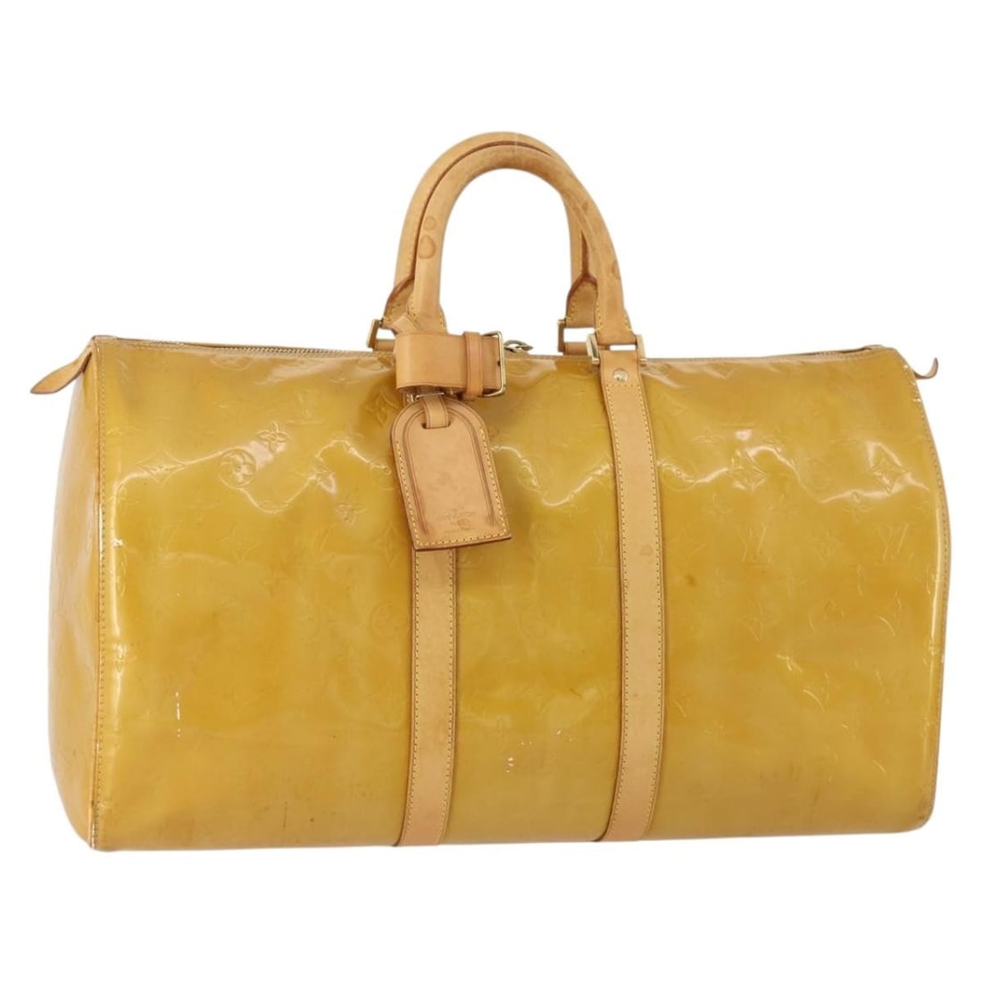 Louis Vuitton Mercer Boston Bag Monogram Vernis Beige M91000: Louis Vuitton Mercer Boston Bag Monogram Vernis Beige M91000 This Louis Vuitton Monogram Vernis Mercer Boston Bag in beige patent leather features a spacious design and is crafted in France. The bag c