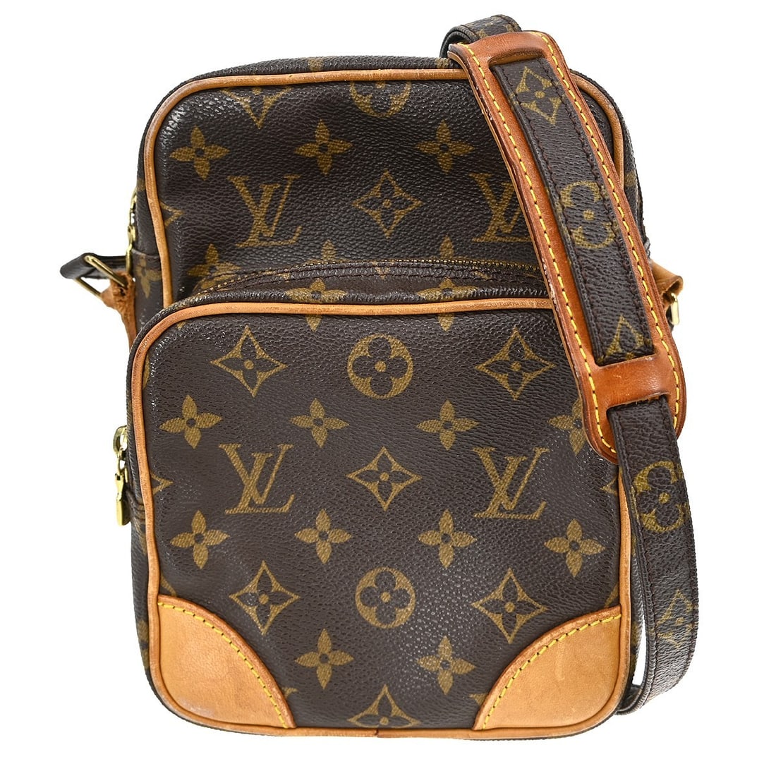 Louis Vuitton Amazone Monogram Canvas Crossbody Bag M45236 Brown: Louis Vuitton Amazone Monogram Canvas Crossbody Bag M45236 Brown This is a vintage Louis Vuitton Amazone crossbody shoulder bag featuring the iconic monogram canvas leather exterior. The bag is medium