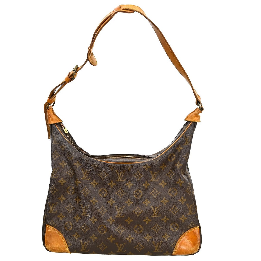 Louis Vuitton Boulogne 35 Monogram Leather Shoulder Bag Brown Vintage: Louis Vuitton Boulogne 35 Monogram Leather Shoulder Bag Brown Vintage This Louis Vuitton Boulogne 35 shoulder bag features the iconic monogram canvas with leather trim and a beige leather strap. Desig