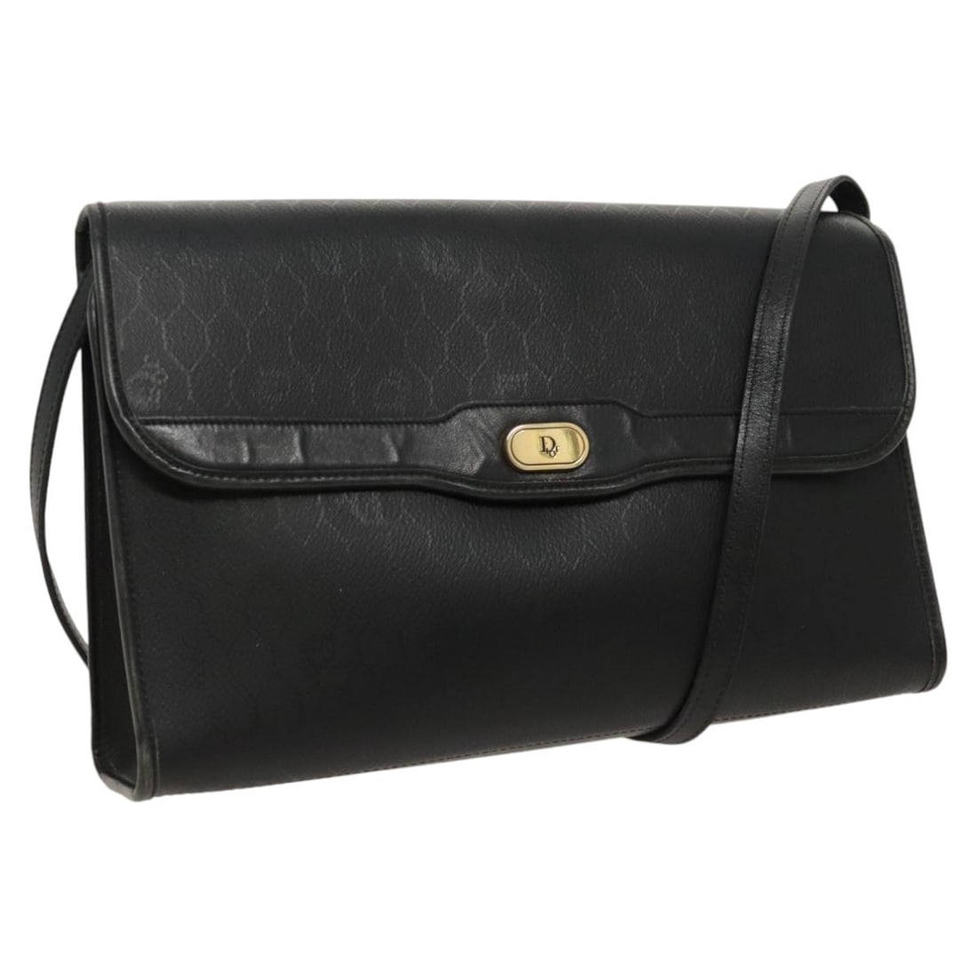 Christian Dior Honeycomb Black PVC Canvas Shoulder Bag Gold Accents: Christian Dior Honeycomb Black PVC Canvas Shoulder Bag Gold Accents This Christian Dior shoulder bag features a classic honeycomb canvas design with black and gold PVC leather accents. Designed for wo