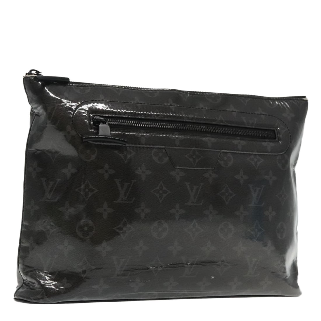 Louis Vuitton Monogram Eclipse Canvas Pochette Cosmos Black Clutch Bag M63373: Louis Vuitton Monogram Eclipse Canvas Pochette Cosmos Black Clutch Bag M63373 This Louis Vuitton Eclipse Glaze Pochette Cosmos clutch bag is crafted from Monogram Eclipse canvas in black. It features 