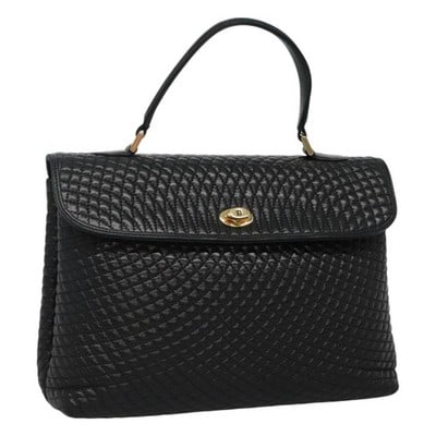 BALLY Black Leather Quilted Handbag Italy: BALLY Black Leather Quilted Handbag Italy This Bally quilted handbag is crafted from black leather and features a classic design. The bag has a structured silhouette with a handle drop, and displays v