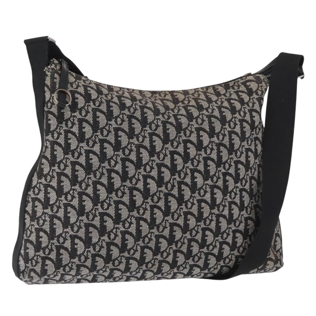Black Trotter Canvas Christian Dior Shoulder Bag with Silver Accents: Black Trotter Canvas Christian Dior Shoulder Bag with Silver Accents This Christian Dior Trotter Canvas shoulder bag features a black and silver color scheme with the signature Trotter canvas exterior