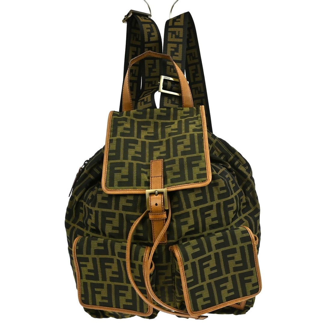Fendi Zucca Brown Nylon Leather Backpack Large Italy (1 of 11)