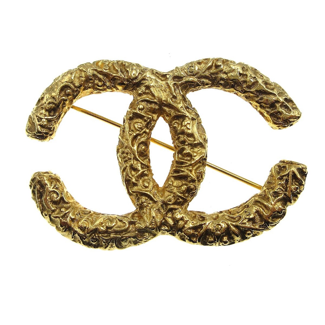 Chanel Gold-Plated CC Brooch Pin 93A France: Chanel Gold-Plated CC Brooch Pin 93A France This exquisite Chanel CC Brooch Pin, crafted in France, showcases a stunning gold-plated finish. The brooch features the iconic interlocking CC logo, symbol
