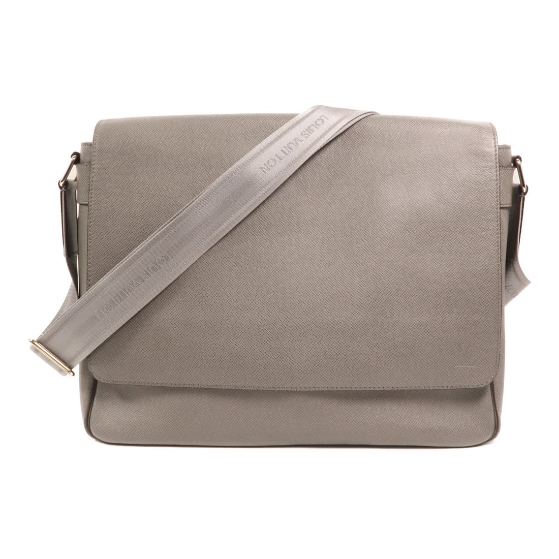 Louis Vuitton Roman GM Grey Calfskin Shoulder Bag M32623 SHW: Louis Vuitton Roman GM Grey Calfskin Shoulder Bag M32623 SHW This Louis Vuitton Roman GM shoulder bag features premium gray calfskin Taiga leather with silver-tone hardware. Designed for women, it off