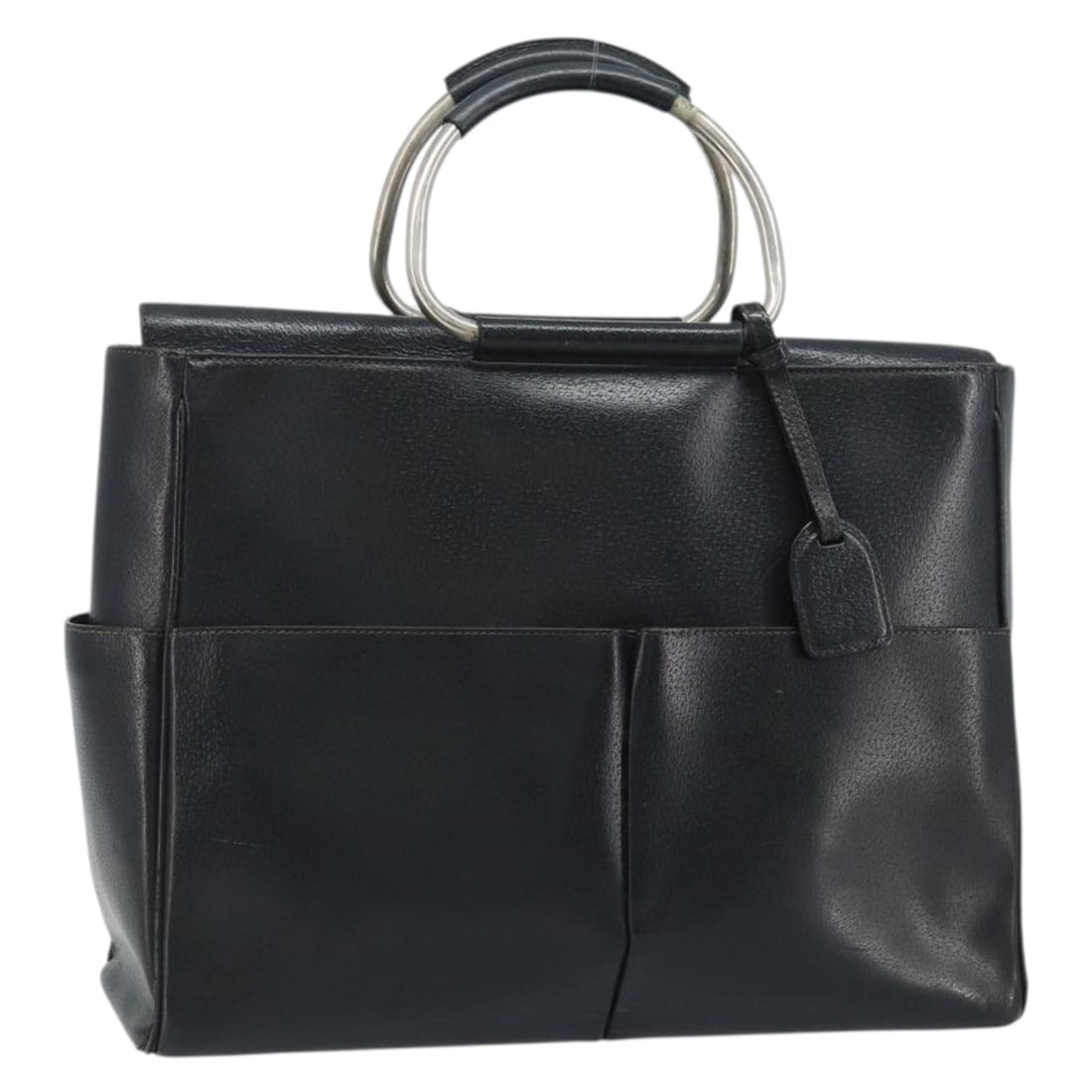 Black Leather Gucci Handbag with Silver Accents Model 002 3754 0313: Black Leather Gucci Handbag with Silver Accents Model 002 3754 0313 This GUCCI hand bag features a black leather exterior with silver accents. Designed for women, it offers a spacious interior and is 