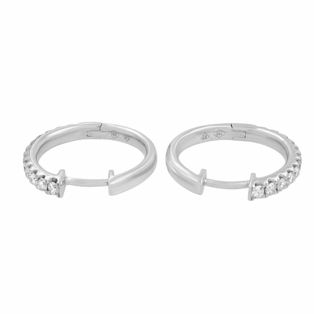 Rachel Koen 18K White Gold 0.58ct Round Diamond Hoop Earrings: Rachel Koen 18K White Gold 0.58ct Round Diamond Hoop Earrings Elevate your elegance with these exquisite hoop earrings by Rachel Koen, crafted in luxurious 18K White Gold. Each earring features a stun