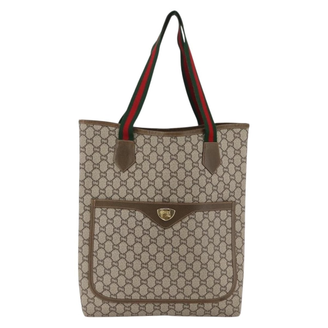 Gucci Ophidia Tote Shopper GG Beige Canvas with Front Pocket: Gucci Ophidia Tote Shopper GG Beige Canvas with Front Pocket The Gucci Ophidia Front Pocket Shopper Tote is crafted from beige GG coated canvas and designed for women. This Italian-made tote features 