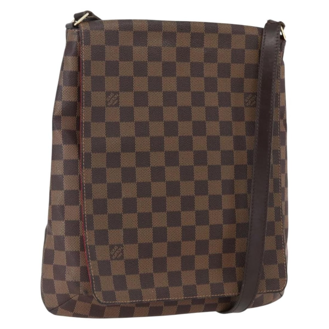 Damier Ebene Canvas Musette Shoulder Bag by Louis Vuitton N51302: Damier Ebene Canvas Musette Shoulder Bag by Louis Vuitton N51302 This Louis Vuitton Damier Ebene Musette Shoulder Bag features the classic Damier Ebene canvas exterior and is designed in a spacious ve