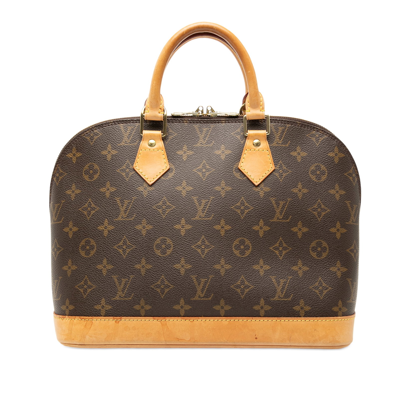 Louis Vuitton Alma PM Brown Monogram Canvas Handbag with Vachetta Leather Trim: Louis Vuitton Alma PM Brown Monogram Canvas Handbag with Vachetta Leather Trim The Louis Vuitton Monogram Alma PM is crafted from signature monogram canvas with vachetta leather trim and rolled vachet