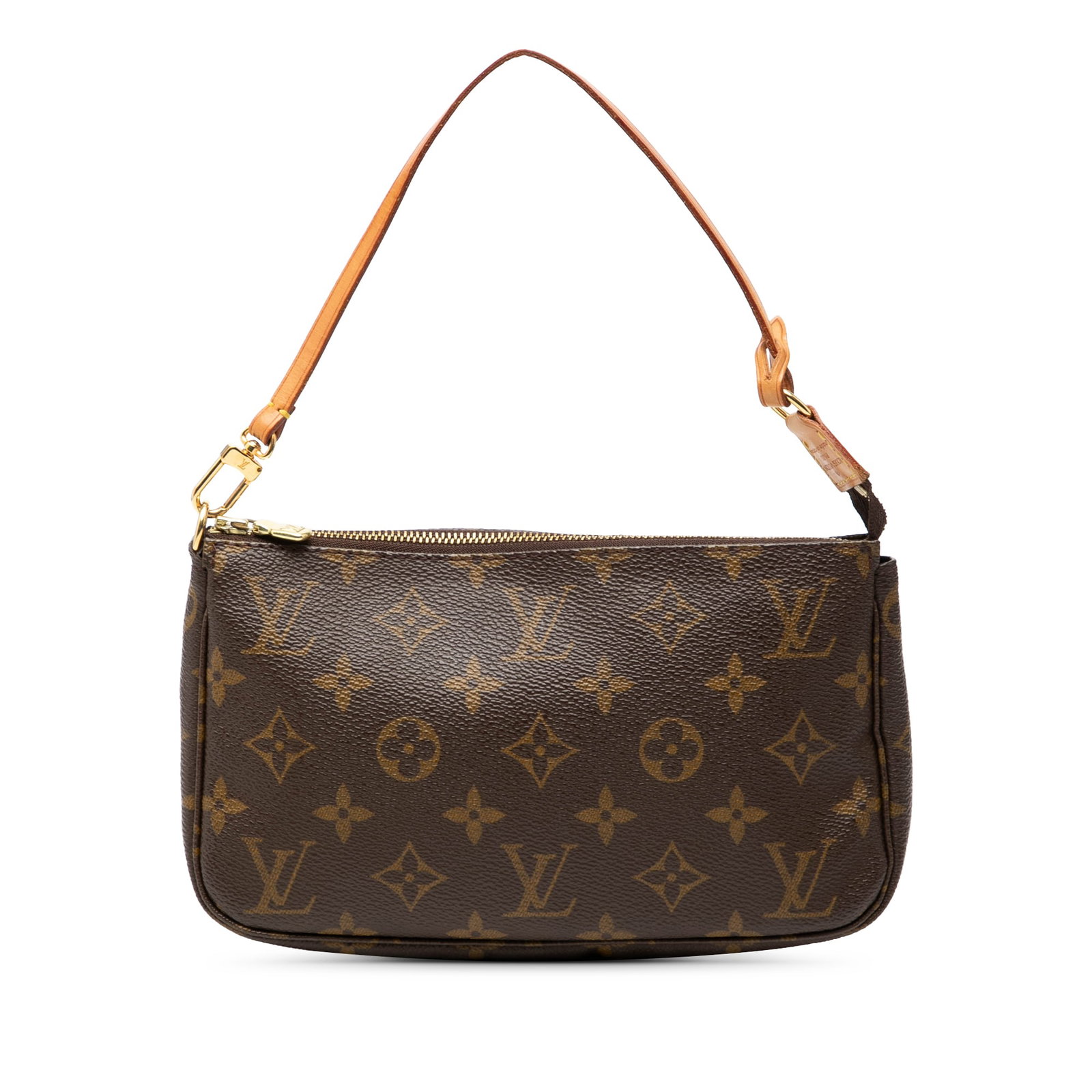 Louis Vuitton Pochette Accessoires Monogram Canvas Shoulder Bag Brown: Louis Vuitton Pochette Accessoires Monogram Canvas Shoulder Bag Brown The Louis Vuitton Monogram Pochette Accessoires features a monogram canvas body with a flat vachetta leather handle and a top zip 