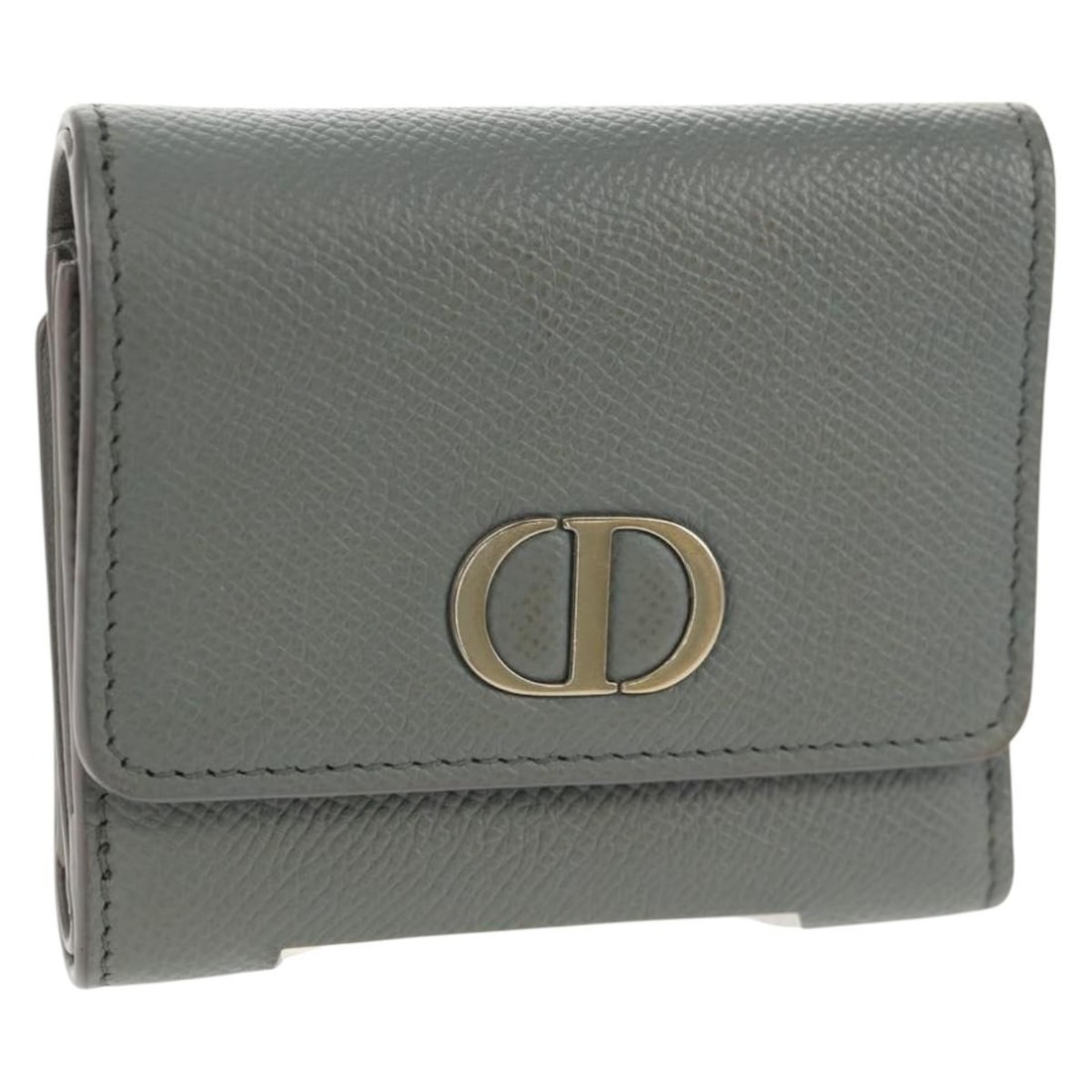 Christian Dior Light Blue Leather Bifold Wallet Gold Auth Italy (1 of 18)