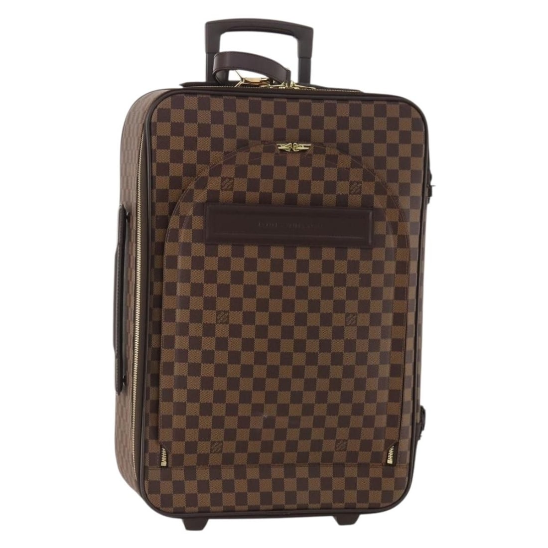 Damier Ebene Canvas Pegas 55 Rolling Suitcase by Louis Vuitton N23294: Damier Ebene Canvas Pegas 55 Rolling Suitcase by Louis Vuitton N23294 This is a Louis Vuitton Pegas 55 suitcase in Damier Ebene canvas. The suitcase features a structured design with a spacious interi